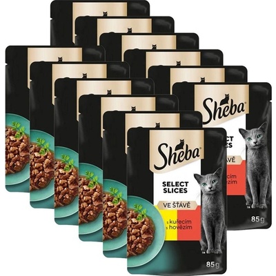 Sheba Select Slices s kuracím a hovädzím gravy 12 x 85 g