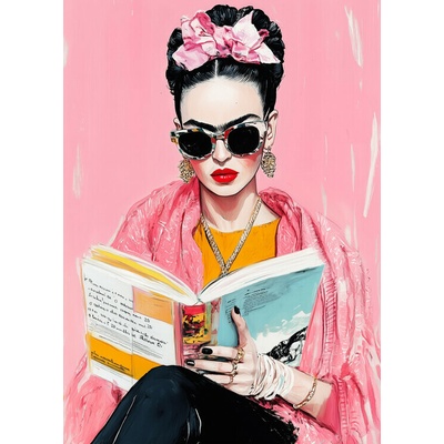 Plagát, Obraz - Frida Reading Book, Justyna Jaszke, 30 × 40 cm