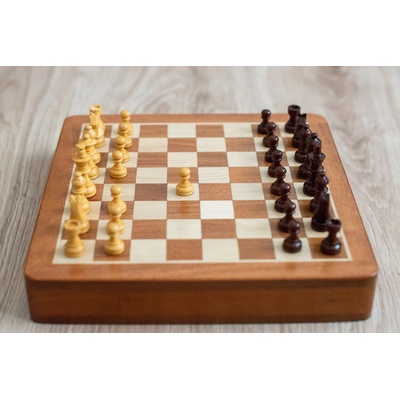 Italfama Магнитен дървен шахматен комплект lux със скрито чекмедже - голям