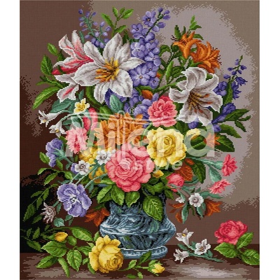 Milena Style Цветя за дома - гоблен със схема конци dmc 1: 4