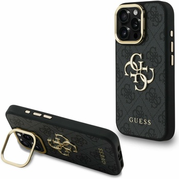 GUESS PU 4G метален лого стойка Camera Frame заден калъф за iPhone 15 Pro черен Guess | Cheren | ЖЕНИ | UNI