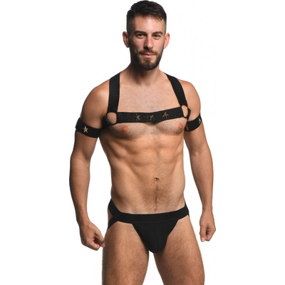 Master Series Rave Harness Elastic Chest Harness with Arm Bands S/M