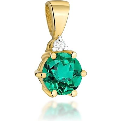 VIPgold Zlatý prívesok s diamantom a smaragdom PE199Sz