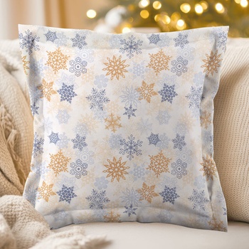 Biante PML-041 s lemom vianočná modrosivé a béžová vločky 45 x 45 cm