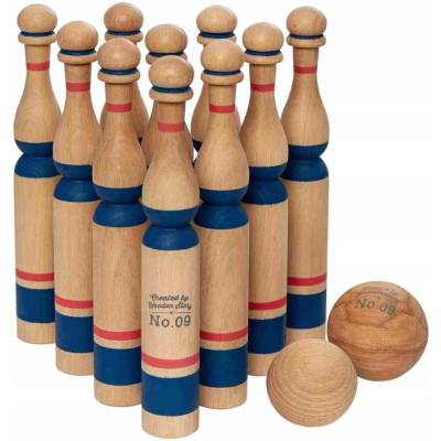 Wooden Story Kuželky dřevěné pro děti modré 10 ks