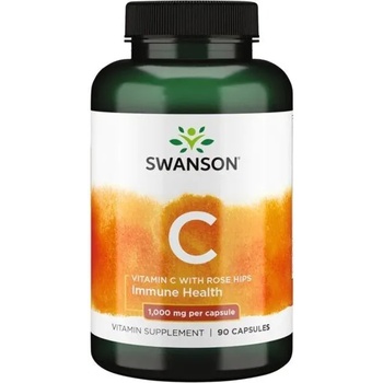 Swanson Vitamin C with Rose Hips, 1000 mg, 90 капсули, Swanson (SW1054)