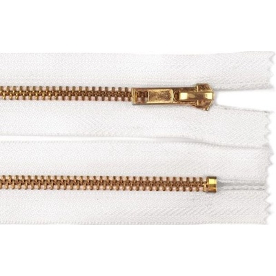 Zdrhovadlo zip mosazný 18cm nedělitelný 6mm bílá