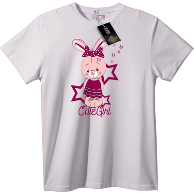 NOONEBRAND Тениска Сладко Зайче Момиче - 2XL, White