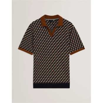 Ted Baker Блуза с яка Ted Baker Men's Jacquard Short Sleeve Polo Shirt - Brown-Tan