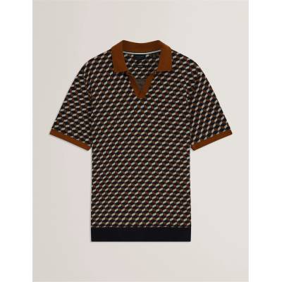 Ted Baker Блуза с яка Ted Baker Men's Jacquard Short Sleeve Polo Shirt - Brown-Tan