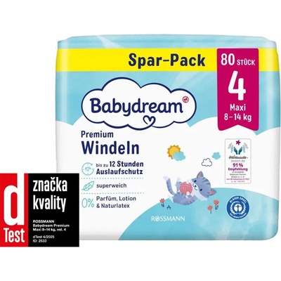 Babydream Premium Maxi 8–14 kg 4 Jumbo-Pack 80 ks