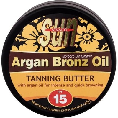 Vivaco Sun Argan Bronz Oil Tanning Butter SPF15 масло за тен с арганово масло за бърз тен 200 ml