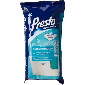PRESTO CLEAN vlhčené utierky - KÚPELŇA 72 ks