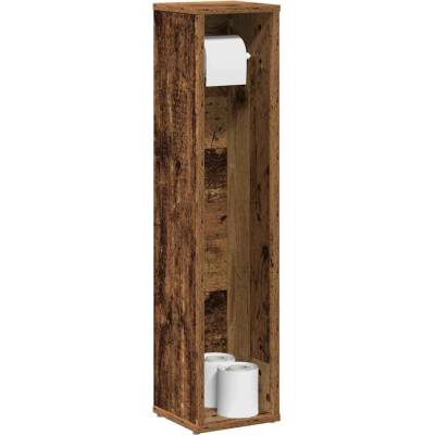 vidaXL Шкаф за баня с поставка за ролкови ролки, старо дърво, 20, 5x20x90 см (858513)