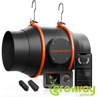 Spider Farmer inline ventilátor 150 mm 402 CFM s GGS Controllerem a smart regulací 1 ks