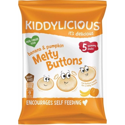 Kiddylicious Ovocno-zeleninové knoflíčky multipack Banán s dýní 5 x 6 g