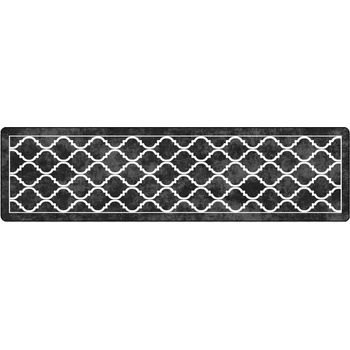Перящ се килим, черно и бяло, 80x300 см, противоплъзгащ