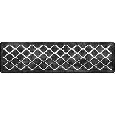 Перящ се килим, черно и бяло, 80x300 см, противоплъзгащ