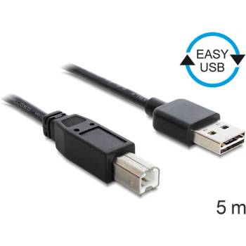 Delock Кабел, EASY-USB 2.0 тип A конекторна букса USB 2.0 тип B конекторна букса, 5 м, черен