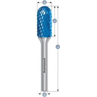 Karnasch Professional Tools Válcová fréza na kov Karnasch D 8,0×20 S6 L65 mm, se zaoblenými hranami, povlakovaná, HP-6