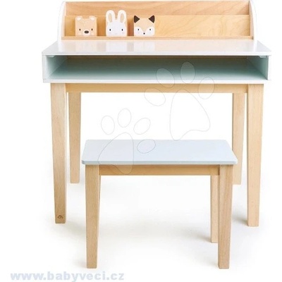 Tender Leaf Toys dřevěný stůl se stoličkou 3 odkládací nádobky se zvířátky