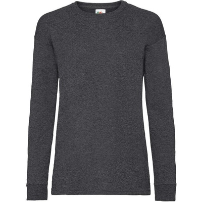 Fruit of the Loom tričko Valueweight dlouhý rukáv tmavě šedý melír