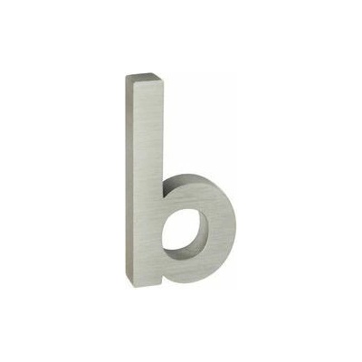Hliníkové číslo v 3D provedení s broušeným povrchem, znak "B", stříbrné