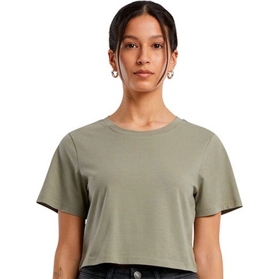 Build Your Brand Dámsky crop top BY042 Pale Olive