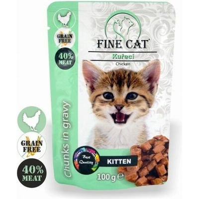 Fine Cat grain free Kitten kuřecí v omáčce 100 g