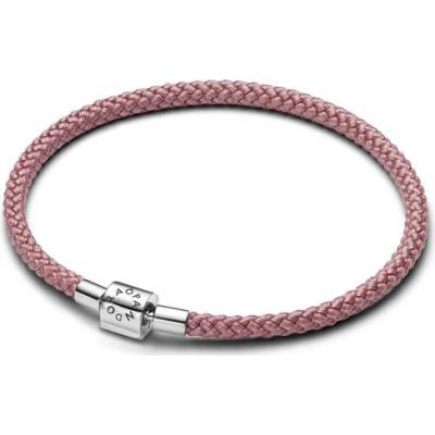 PANDORA ružový šnúrkový náramok so strieborným zapínaním 594530C01