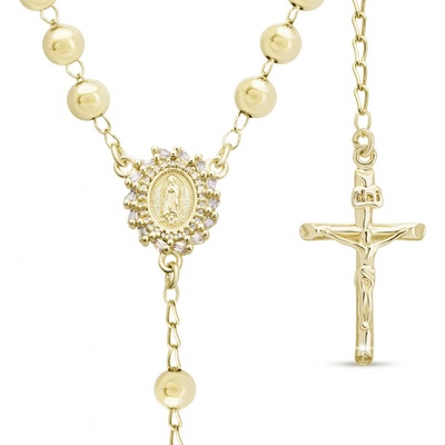 Biju Pozlacený růženec 14k ovál se zirkony, kuličky 3002206
