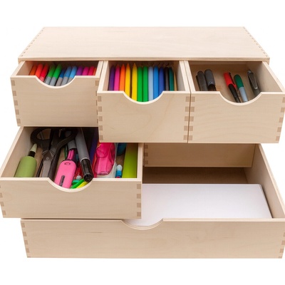 Zeller Present Dřevěný organizér s 6 šuplíky na psací a kancelářské potřeby 40 x 20 x 28 cm