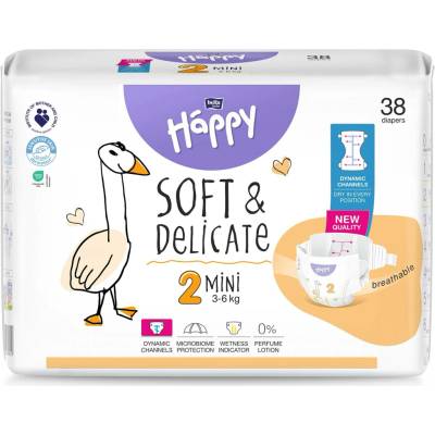 Bella Baby Happy s kanálky Soft & Delicate 2 3-6 kg 38 ks