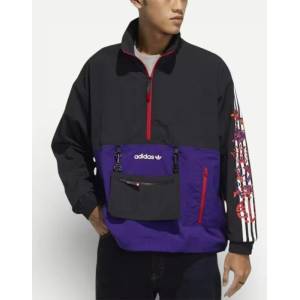 Adidas Half Zip Windbreaker Jacket Black/Purple - magazinko