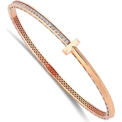 Lillian Vassago Pevný náramek se zirkony růžové zlato LLV98-GB004