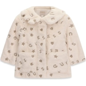 GUESS Луксозно детско палто от еко косъм Guess с брандиран принт и звезди