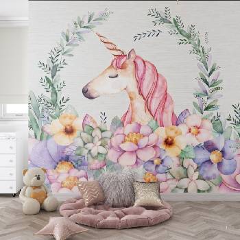 Image 1 of Decono Детски Фототапет Розов Еднорог