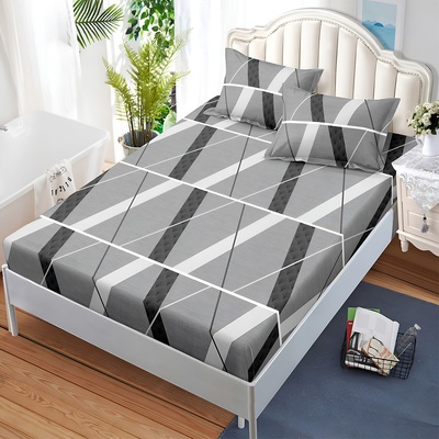 EmonaMall Долен чаршаф с ластик и две калъфки (за матрак от 160x200 до 180x200) EmonaMall, 3 части - Модел S19320 (S19320-66666L)