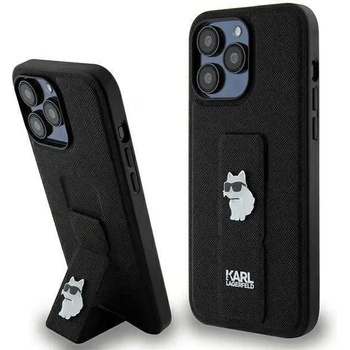 KARL LAGERFELD Кейс Karl Lagerfeld Gripstand Saffiano Choupette Pins за iPhone 13 Pro / 13, черен (3666339207373)
