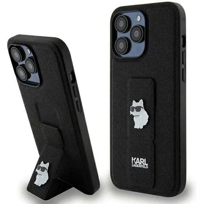 KARL LAGERFELD Кейс Karl Lagerfeld Gripstand Saffiano Choupette Pins за iPhone 13 Pro / 13, черен (3666339207373)