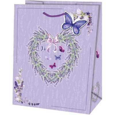 Taška dárková Maxi matt 26,7 x 13,7 x 33cm TL - motiv levandulové srdce