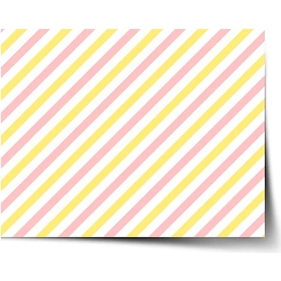 Sablio Plagát Ružové a žlté pruhy - 60x40 cm