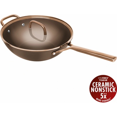 WOK pánev 30 cm ZWILLING Milano indukční nepřilnavá s poklicí, hnědá – prémiové nádobí Made in Italy, CERAFORCE Titanium bez PFAS, do trouby 230 °C 1035333