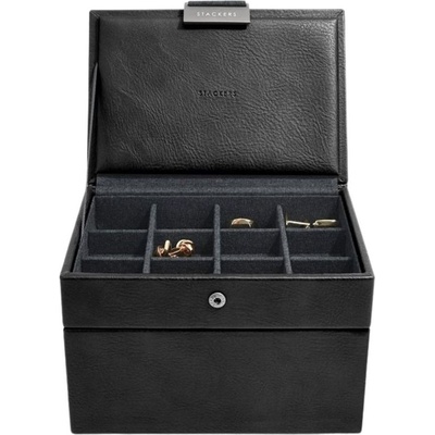 Stackers Кутия за ръчни часовници и копчета за ръкавели Stackers черна (74321)