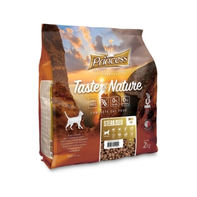 Petnutrition ПОСЛЕДНИ БРОЙКИ: Суха храна за котки с бяло пилешко месо 2кг PRINCESS TASTE OF NATURE Sterilized