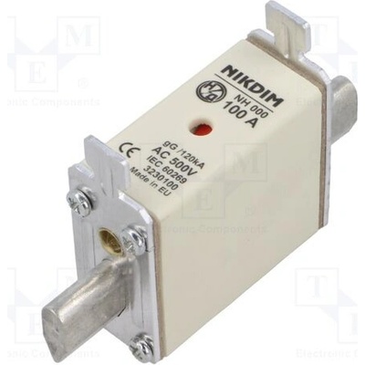 NIKDIM LTD 3230100 Pojistka: tavná; NH000; průmyslová; 100A; 500VAC; gG