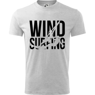 Windsurfing nápis tričko dětské bavlněné světlešedý melír