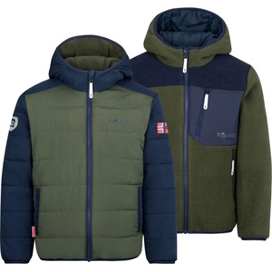 TROLLKIDS Детско поларено яке Trollkids Kid's Sandvika Turnover Jacket Fleece jacket - Ivy / Navy - размер 128 (EU) (703-4007-0216)