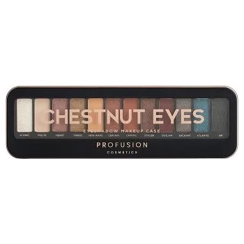 Profusion Cosmetics Chestnut Eyes Eyeshadow Makeup Case - Палитра с 12 цвята сенки за очи и четка