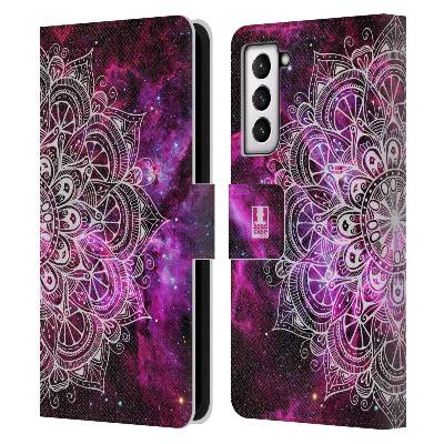 Pouzdro HEAD CASE na mobil Samsung Galaxy S21 / S21 5G mandala kreslená fialová vesmír (Flipové pouzdro, obal pro mobil Samsung Galaxy S21 / S21 5G mandala kreslená fialová vesmírná mlhovina)